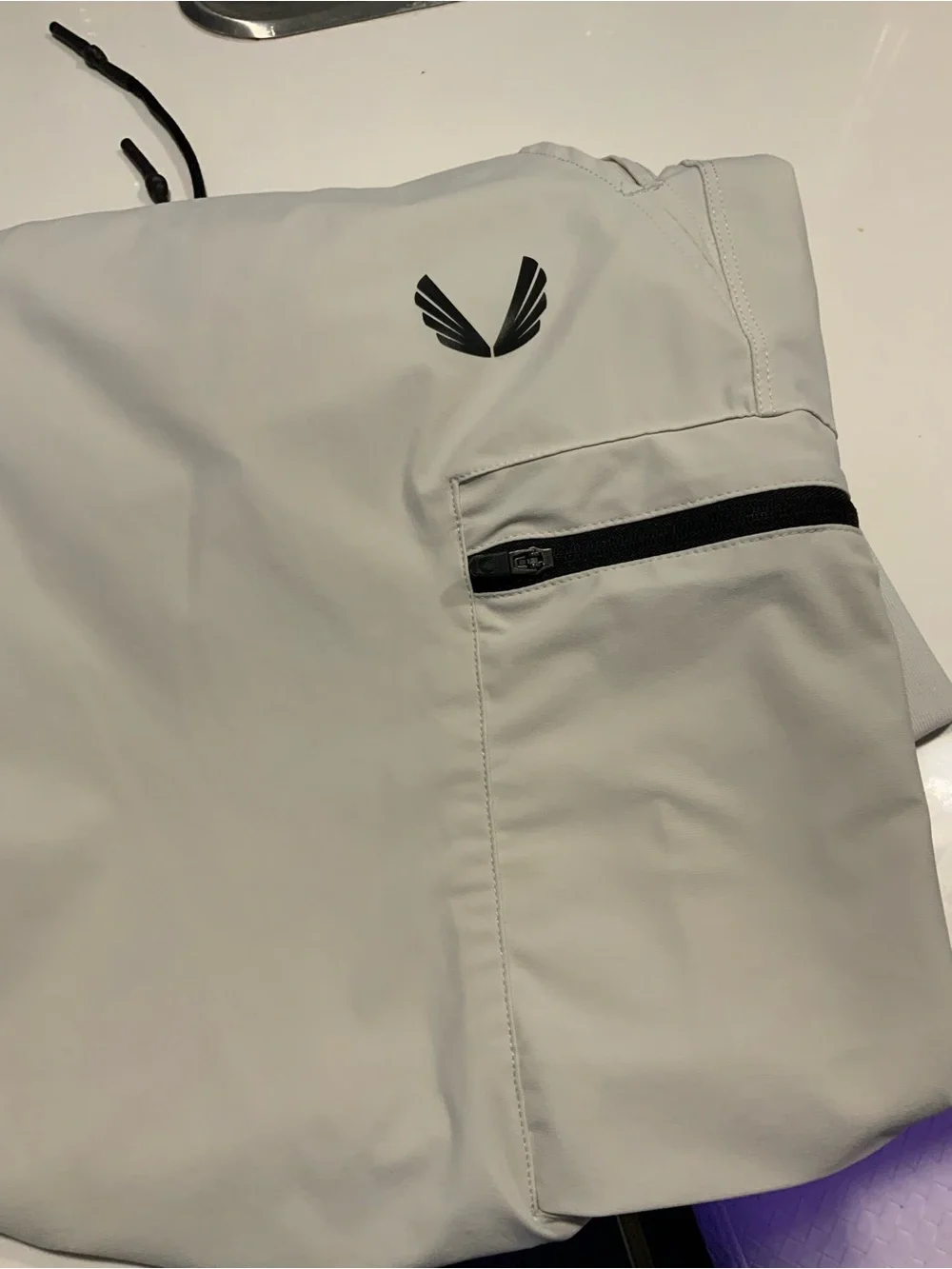 ASRV Cream Cargo Joggers with Black Accents